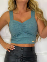 Blusa Estilo Crop Top Jaspeado