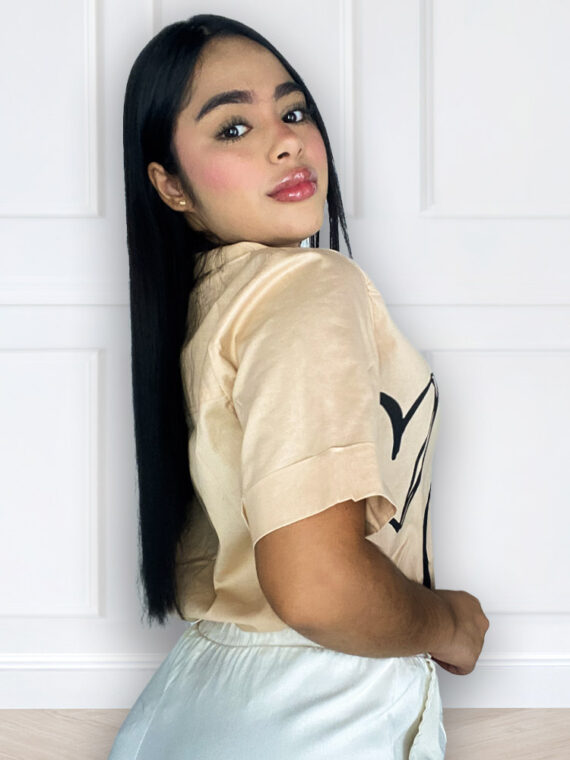 Camisa manga corta estampado corazones