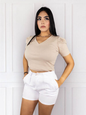 Blusa Cuello V con Aplique Plow
