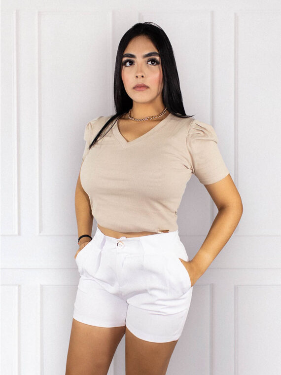 Blusa Cuello V con Aplique Plow