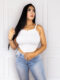 Blusa Estilo Crop Top Aplique de Piedras