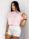 Camiseta Silueta Corta Aplique de Perlas